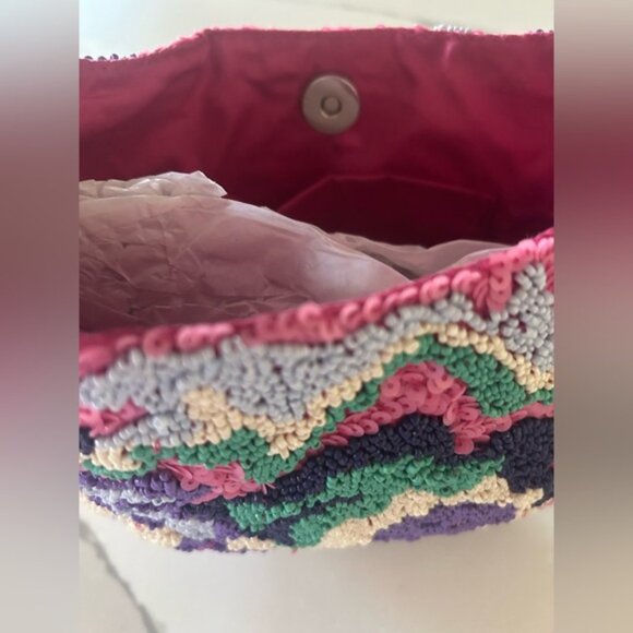 Viral Beaded Purple Green Pink Colorful Swirl Made in India Bag - Picture 3 of 4